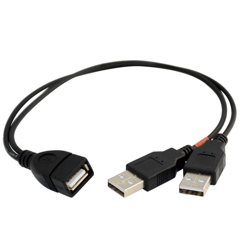 HIGHROCK 30cm USB 2.0 a Power Enhancer Y 1 Female to 2 Male Data Charge Cable Extension Cord(1pc) - LeoForward Australia