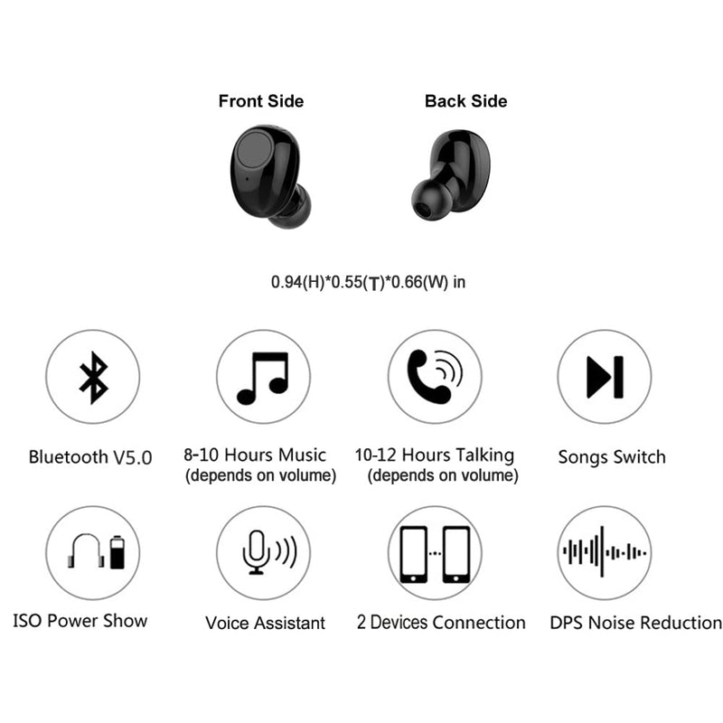  [AUSTRALIA] - NVAHVA Bluetooth Earbud 10 Hrs Playtime, Single Wireless Earphone, Mini Bluetooth Headset Hands-Free Car Headphone, Cell Phone Bluetooth Earpiece for iOS Android Smart Phones PC TV Audiobook