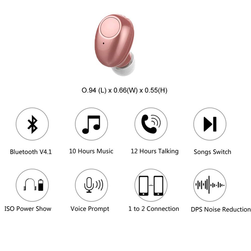 Single Bluetooth Earpiece10 Hrs Playtime,Wireless Headphone, Mini Bluetooth Headset Hands-Free Car Earphone,Cell Phone Bluetooth Earbud for iPhone Samsung Android Phone PC TV Audiobook (Beige) Pink (gold rose) - LeoForward Australia