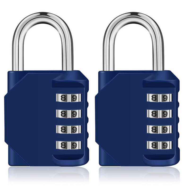  [AUSTRALIA] - ZHEGE Combination Lock 2 Pack, 4 Digit Padlock for Gym, Employee, School, Fence. Hasp Cabinet & Storage - Set Your Own Keyless Resettable Combo Blue2