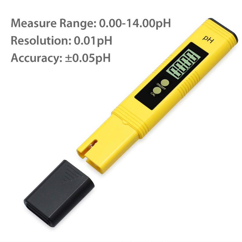 Digital PH Meter Water Quality Tester for Food Brewing Hydroponics Aquarium RO System Pools, 0-14PH Automatic Temperature Compensation 0.01pH Accuracy, 0-60 Celsius, 3 Pack with Calibration Solution - LeoForward Australia