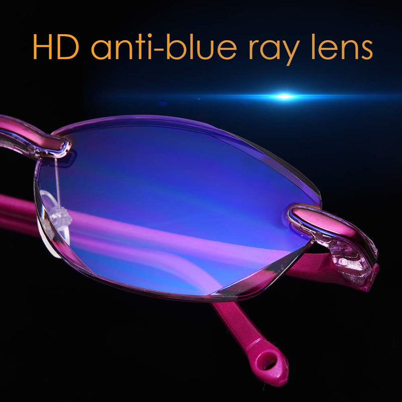  [AUSTRALIA] - LUFF Premium Computer Reading Glasses Blue Light Blocking Diamond Cut Edge Design Spectacle Readers for Women Pink 2.0 x