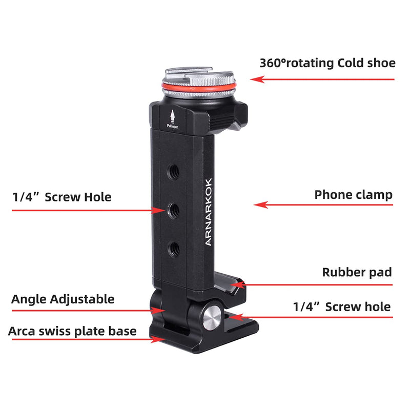  [AUSTRALIA] - Metal iPhone Tripod Mount Adapter with Rotatable Cold Shoe, Smartphone Tripod Holder,Compatible iPhone 13 12 11 Pro X/XR/Xs Max,10 8 7 Plus,Cellphone Mount for Tripod,Video Live Streaming Vlogging Rig