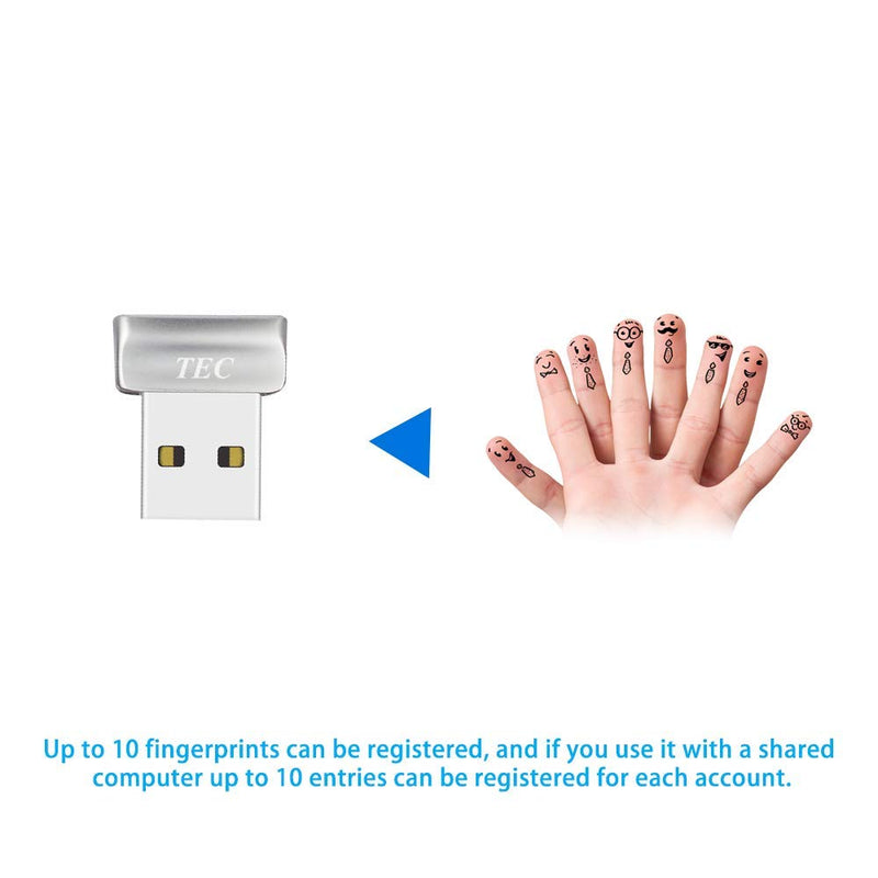 TEC Mini USB Fingerprint Reader for Windows 10 Hello, TEC TE-FPA2 Bio-Metric Fingerprint Scanner PC Dongle for Password-Free and File Encryption, 360° Touch Speedy Matching Security Key - LeoForward Australia