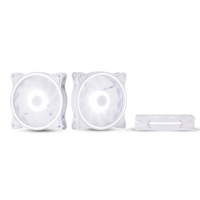  [AUSTRALIA] - 120mm Computer PC Cooling Fan White LED Game Case Cooler Fan Quiet 12V Computer PC Fan with Triple Light Loop 3-Pack
