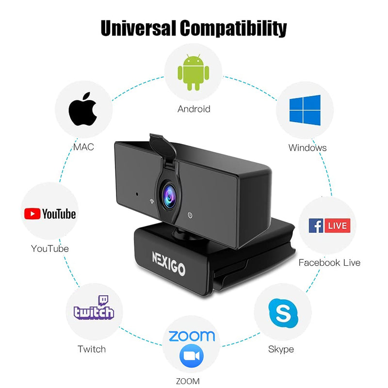  [AUSTRALIA] - 1080P Business Webcam with Software, Dual Microphone & Privacy Cover, NexiGo N660 USB FHD Web Computer Camera, Plug and Play, for Zoom/Skype/Teams/Webex, Laptop MAC PC Desktop