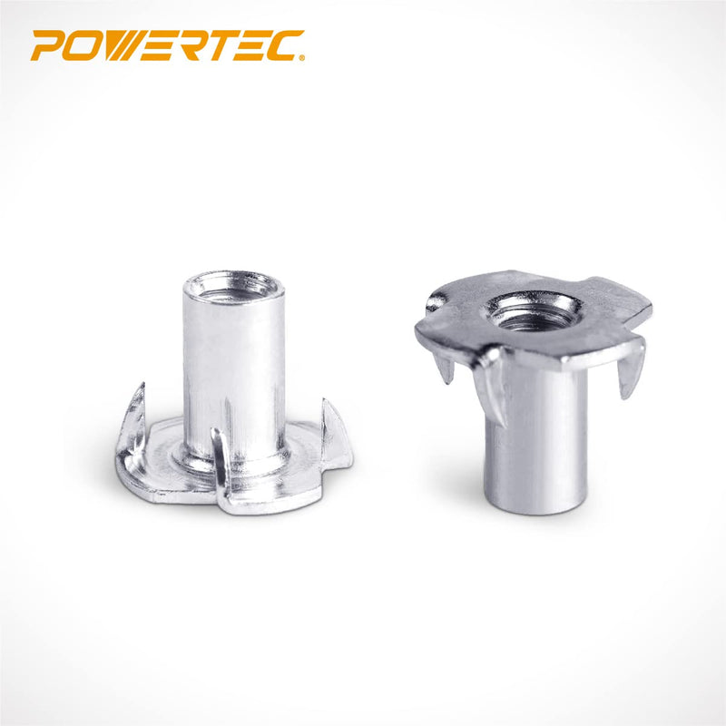  [AUSTRALIA] - POWERTEC QTN1102 4 T 50 Pack | Pronged Tee Nut ¼ Inch-20 & 9/16-Inch – Threaded Inserts for Climbing Holds and Wood Working, 1/4"-20 x 9/16", 50PK 9/16"