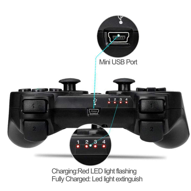  [AUSTRALIA] - PS-3 Controller, PS-3 Controller Wireless Bluetooth Gamepad Double Vibration Remote Joystick for Playstation3 with Charging Cord (1-Pack) 1-Pack