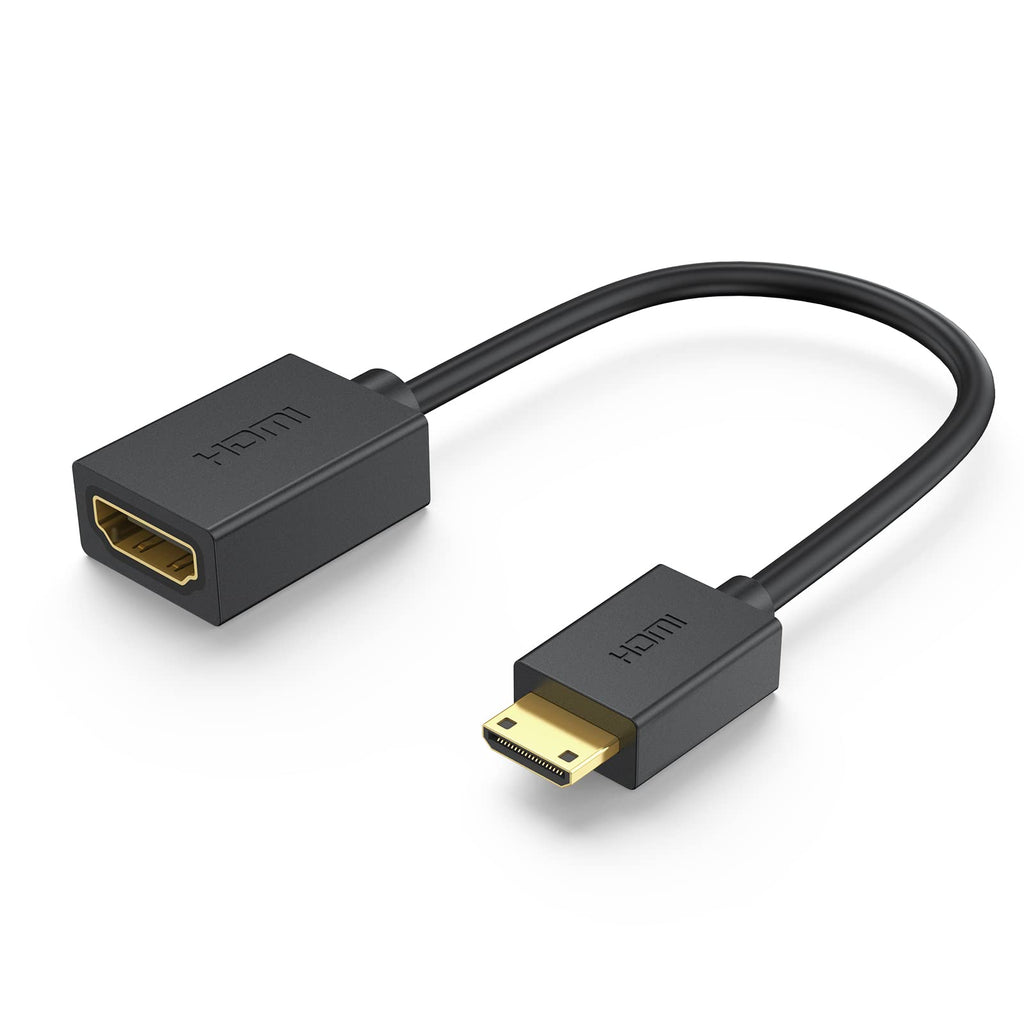  [AUSTRALIA] - Mini HDMI to HDMI Adapter 4K, HDMI to Mini HDMI Cable Converter Bi-Directional Gold-Plated Connector, Mini-HDMI Male to HDMI Female Adapter Compatible for Camera, Camcorder, Tablet, Laptop, Monitor 1 Black