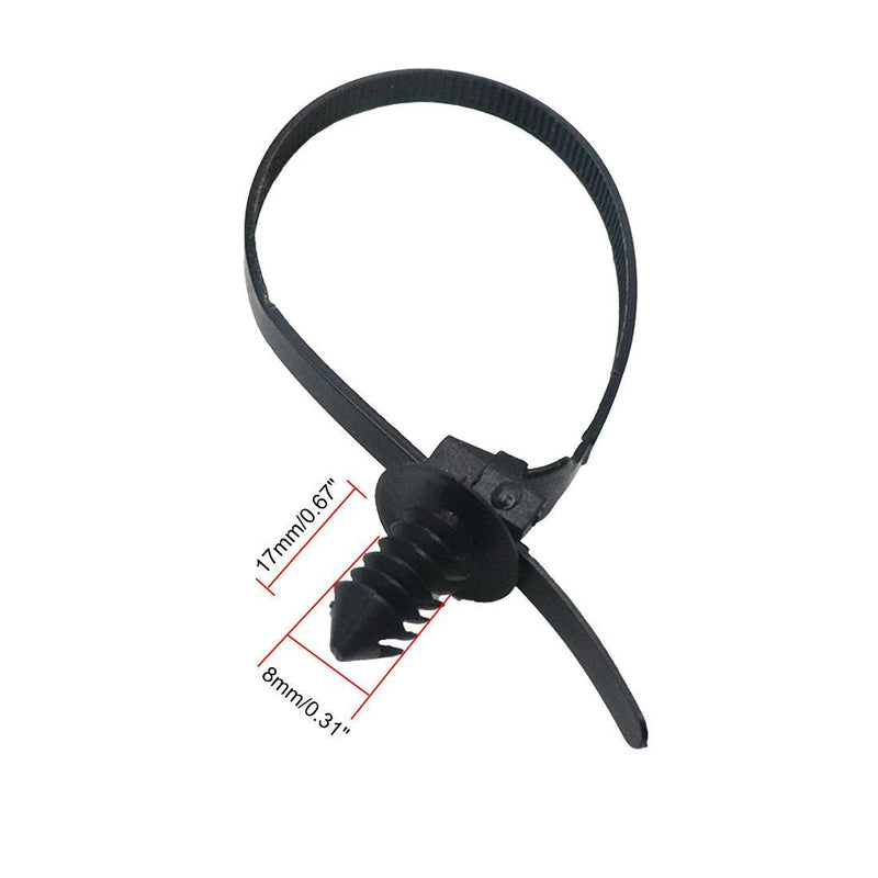  [AUSTRALIA] - S SYDIEN 50Pcs Black Fir Tree Nylon Push Mount Cable Zip Tie 8.3"x0.18" 210mm(50Pcs)