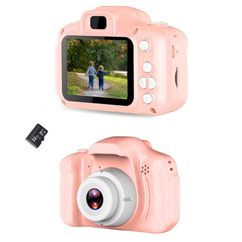  [AUSTRALIA] - Acuvar Full 1080P Kids Selfie HD Compact Digital Photo and Video Rechargeable Camera with 32GB TF Card & 2" LCD Screen and Micro USB Charging Drop Proof (Pink) c)Pink