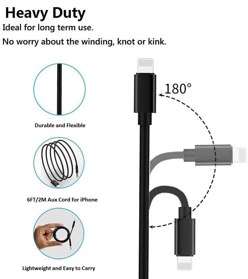  [AUSTRALIA] - Lightning to 3.5 mm Aux Cable 6FT, Apple MFi Certified iPhone 3.5mm Headphones Jack Adapter Male Aux Stereo Audio Cable for iPhone 13 12 11 XS XR X 8 7 iPad iPod to Car/Home Stereo, Speaker, Headphone Black 1