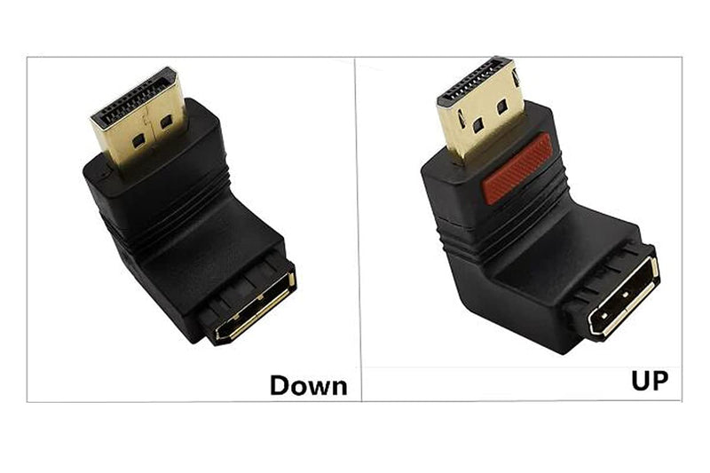  [AUSTRALIA] - Kework DisplayPort Extension Adapter with Connector Clasp Control Button, 90 Degree Downward Angle DisplayPort Male to Female Connector Coupler, Support 4K2K and 3D Display (Downward)