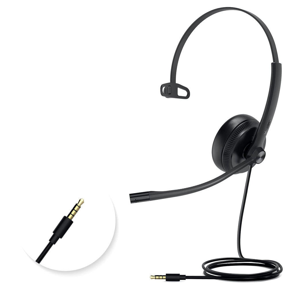  [AUSTRALIA] - Yealink Headset with Microphone 3.5mm Headphone with Mic for PC Computer Laptop Phones Teams Certified Work Office Headset Mono