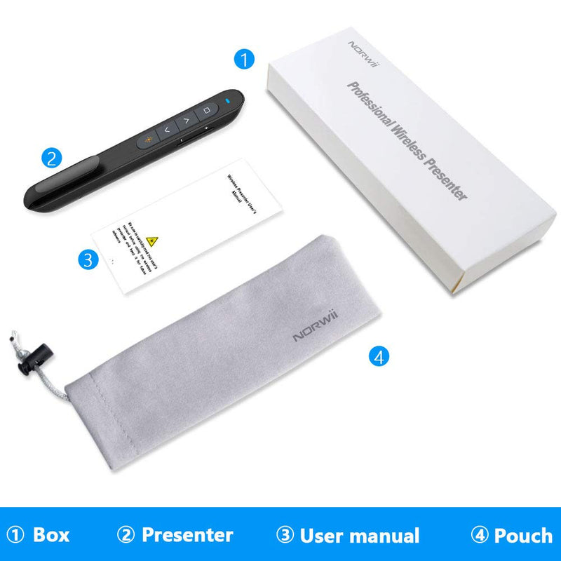  [AUSTRALIA] - NORWII N27 Wireless Presenter with Laser Pointer Presentation, 330 FT Long Contol Range Hyperlink Volume PPT PowerPoint Clicker for Presentation Remote Slide Advancer