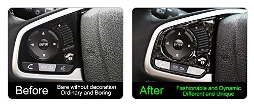  [AUSTRALIA] - beler 2pcs Carbon Fiber Car Steering Wheel Button Cover Trim Decoration for Honda Civic 2016 (Fulfilled by Amazon) Fulfilled by amazon