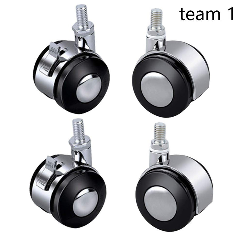  [AUSTRALIA] - MroMax Furniture Casters Alloy 1.57 Inch Twin Wheel Threaded Stem Swivel Caster, 44lb Load Capacity, 4 Pcs 2 with Brake, 2 no Brake