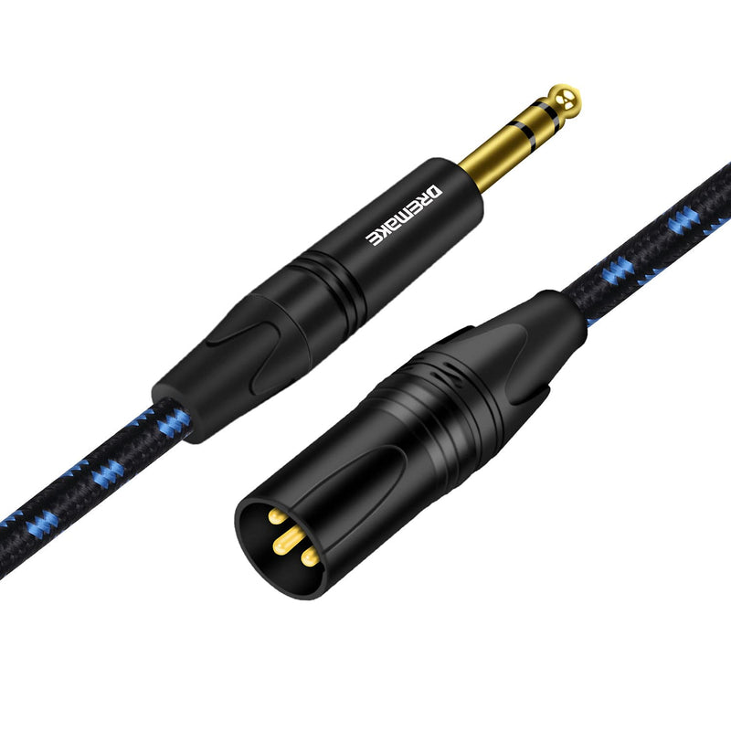  [AUSTRALIA] - DREMAKE TRS 1/4 to XLR Microphone Cable, 6.5mm Male to XLR Male Balanced Audio Cord, 10FT XLR 3-Pin to 6.35mm Stereo Plug Interconnect Cable for Speaker System, Stage Lighting, Studio Sound Console 10FT/3M