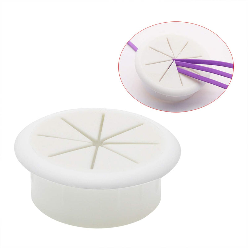  [AUSTRALIA] - HJ Garden 2PCS 2Inch (50mm) Desk Cord Grommets Wire Cable Hole Cover for Office PC Desk Cable Cord Cover White