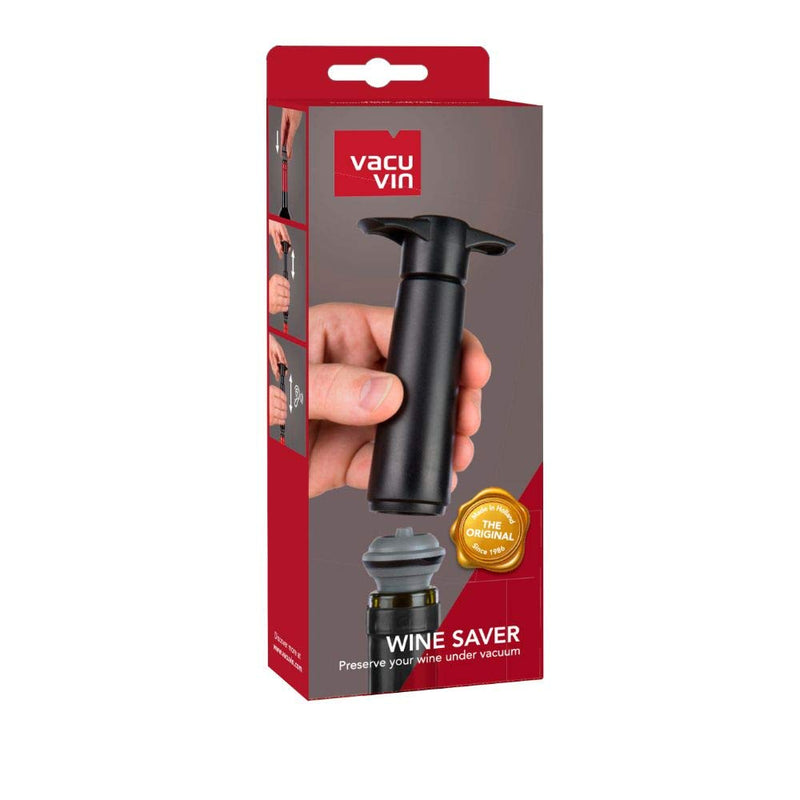  [AUSTRALIA] - Vacu Vin Wine Saver Pump with 2 x Vacuum Bottle Stoppers - Black (Black with 2 wine stoppers)