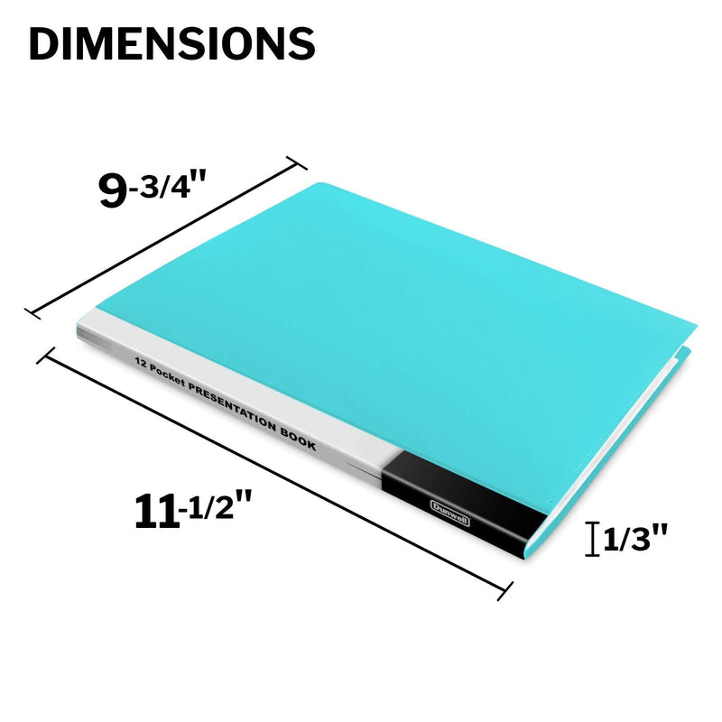  [AUSTRALIA] - Dunwell 12-Pocket Bound Presentation Book - (Aqua), Presentation Binder with Plastic Sleeves, Displays 24 Pages 8.5x11" Sheets, Binder with Pockets, Sheet Protector Binder, Portfolio Folder 1 Pack Aqua Blue