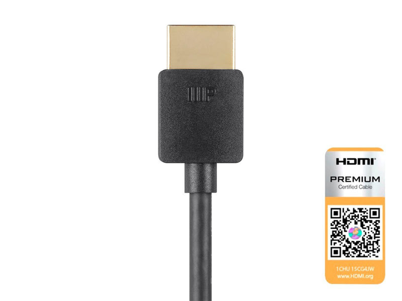 Monoprice High Speed HDMI Cable - 1 Feet - Black| Certified Premium, 4K@60Hz, HDR, 18Gbps, 36AWG, YUV, 4:4:4 - Ultra Slim Series Single - LeoForward Australia