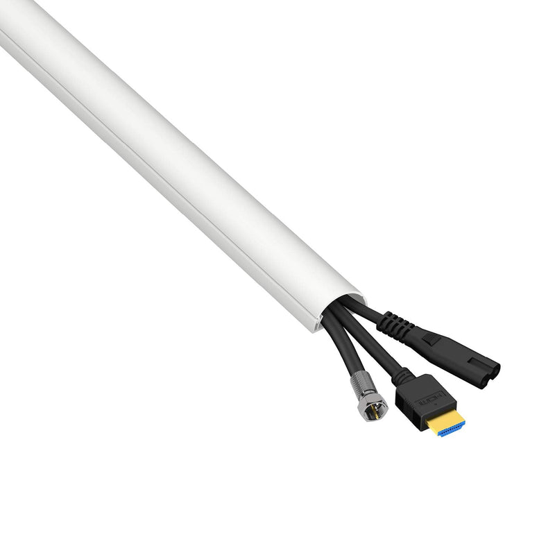  [AUSTRALIA] - D-Line Cord Cover White, 15.7 Inch One-Piece Half Round Cable Raceway, Paintable Self-Adhesive Cord Hider, TV Wire Hider, Electrical Cord Management - 1.18" (W) x 0.59" (H) x 15.7" Length