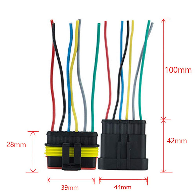  [AUSTRALIA] - ESUPPORT 6 Pin Way Car Auto Waterproof Electrical Connector Plug Socket Kit with Wire AWG Gauge Marine Pack of 10