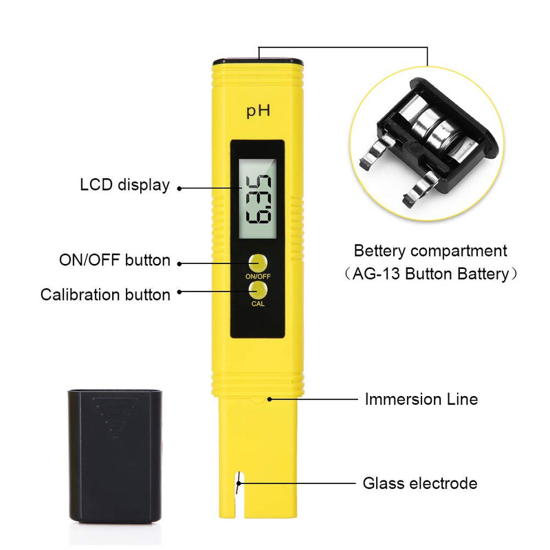 PH Meter Digital Water Tester, 0.01High Accuracy Water Quality Tester Pen with 0-14 PH Measurement Range for Drinking Water (Yellow) - LeoForward Australia