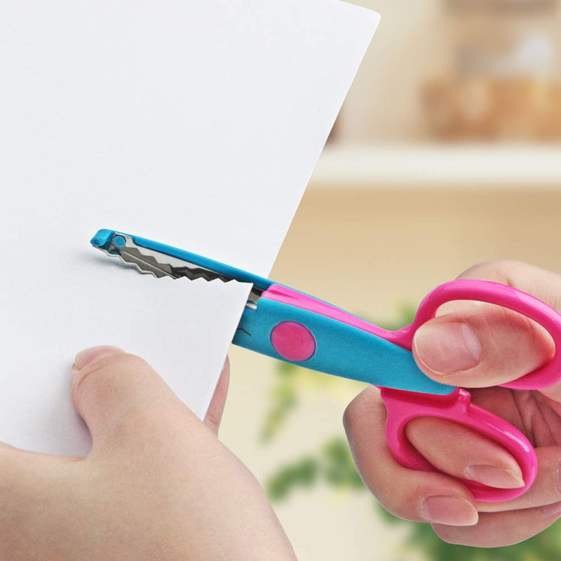  [AUSTRALIA] - Asdirne Craft Scissors Decorative Edge, ABS Resin Scrapbook Scissors with 6 Pattern, Safe for Kids, Smoothly Cutting, Set of 6, Funny&Colorful
