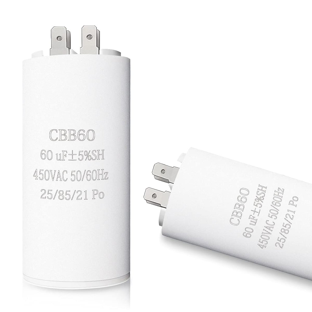  [AUSTRALIA] - 60UF CBB60 Motor Run Capacitor, 450VAC 50/60HZ Cylindrical Capacitor for Motor Run, Washing Machines, Air Conditioners and Water Pumps 60uf