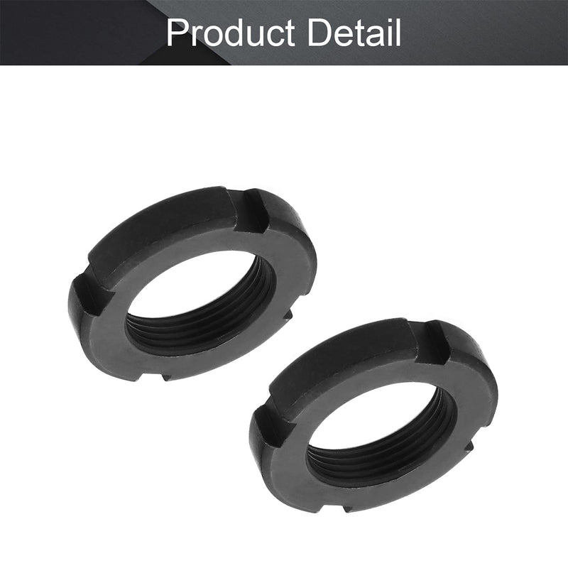  [AUSTRALIA] - MroMax M25x10mm Retaining Slotted Round Nuts,Carbon Steel 4-Slot Spanner Nut for Roller Bearing Pump Valve Black 2Pcsb