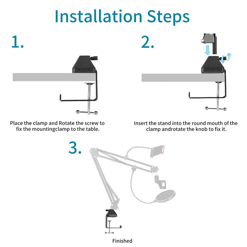  [AUSTRALIA] - novonest Heavy-duty Metal Table Mounting Clamp,Black Large-area Contact Base for Microphone Suspension Boom Scissor Arm Stand Holder,Max Clamping Thickness 2.75"/70mm,with Headset Hook Hanger,NB35-B Upgraded Base