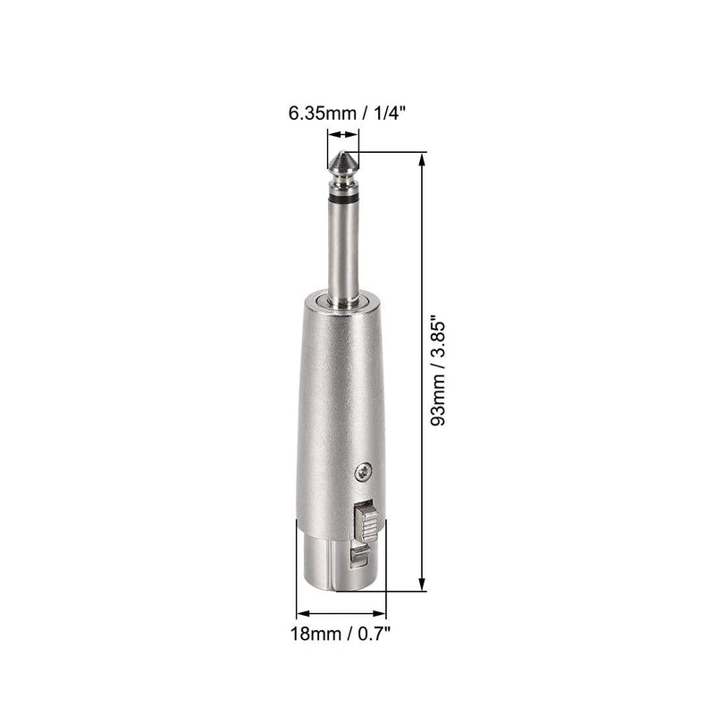  [AUSTRALIA] - uxcell XLR Female to 1/4inch Male TRS Adapter Gender Changer XLR-M to 6.35mm Mono Coupler Adapters for Microphones Mono Plug in Audio Connector Mic Plug 2pcs