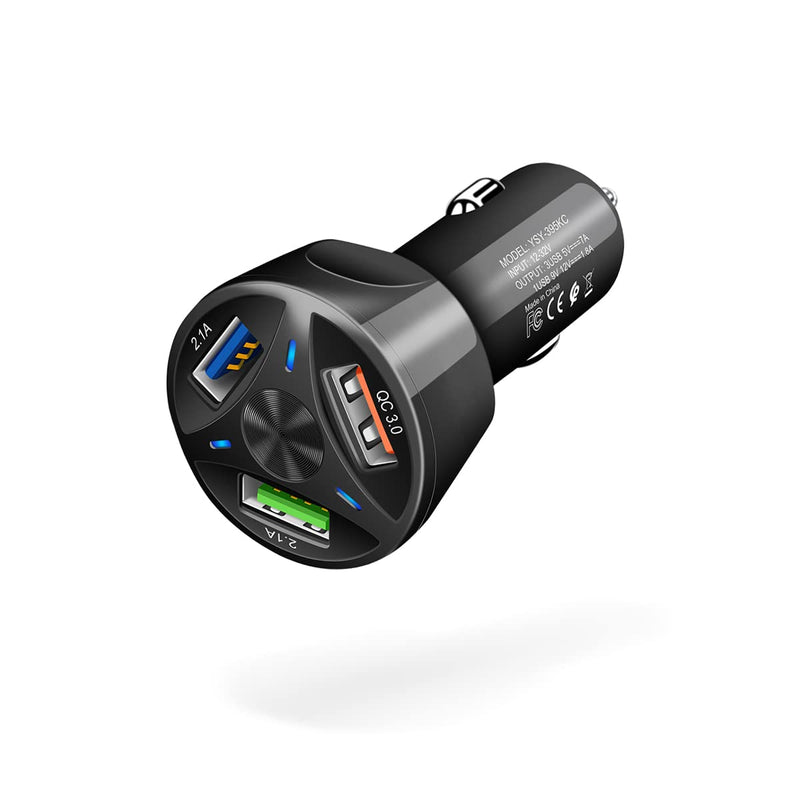  [AUSTRALIA] - QC 3.0 Car Fast Charger, 3-Port Smart Phone Charger Compatible with Cigarette Lighter Socket, iPhone 11/Pro/Pro Max, 12 Pro, iPad, Samsung Galaxy, Camera, MP3, Fit for Most Cars Black3
