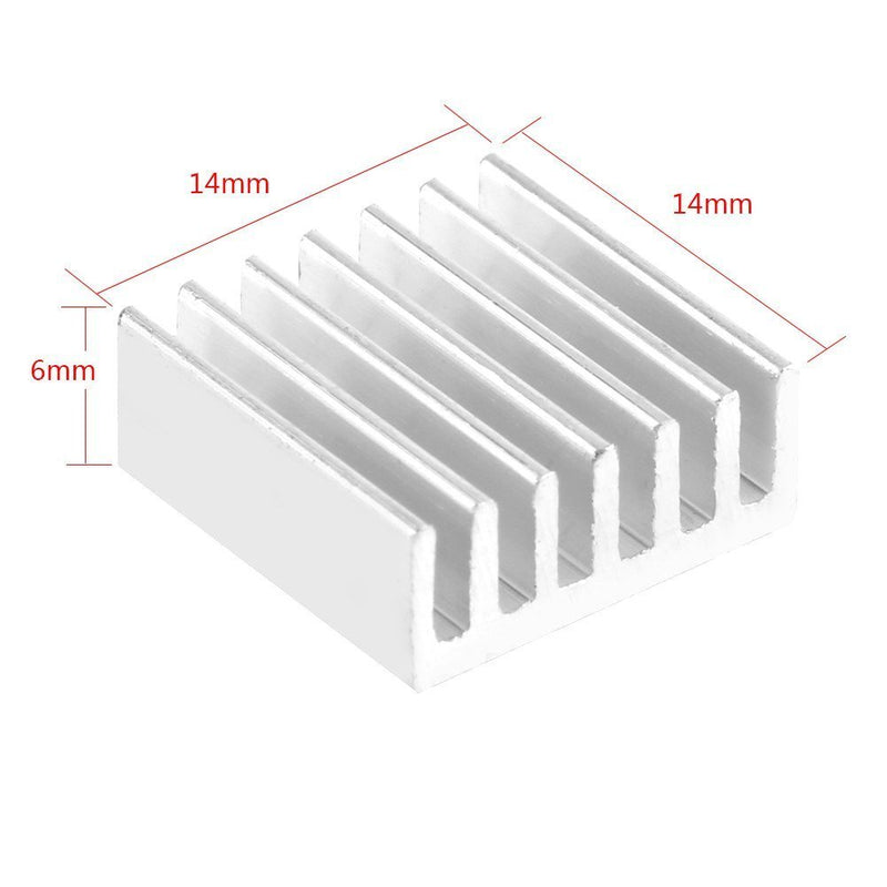 12Pcs Small Aluminum Heatsink Cooling Set 7 Fins Self-Adhesive 14mmx14mmx6mm - LeoForward Australia