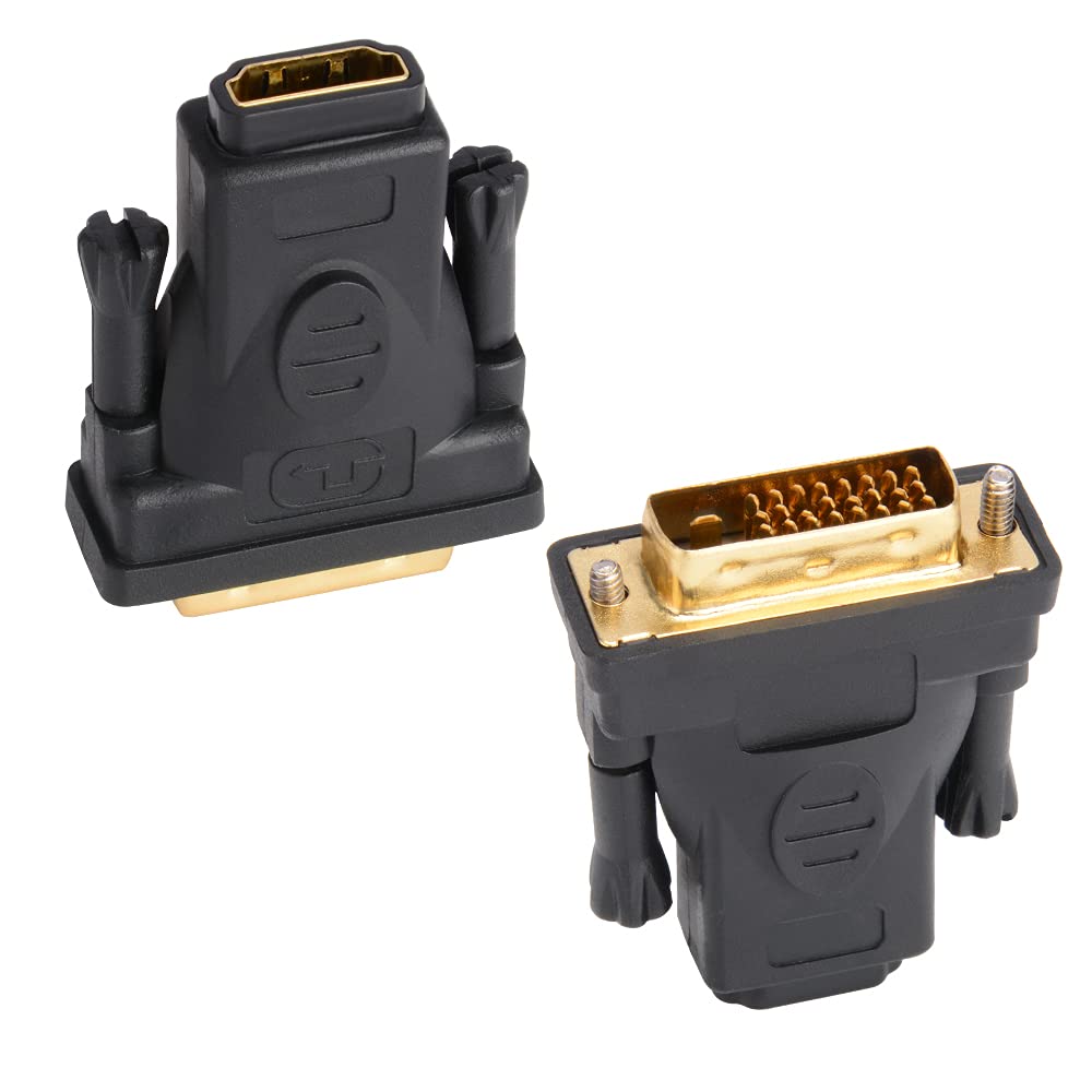  [AUSTRALIA] - J&D DVI to HDMI Adapter (2 Pack), Gold Plated DVI (DVI D) Male to HDMI Female Converter Adapter, Bi Directional Support 3D 4K ARC Ethernet 2 Pack