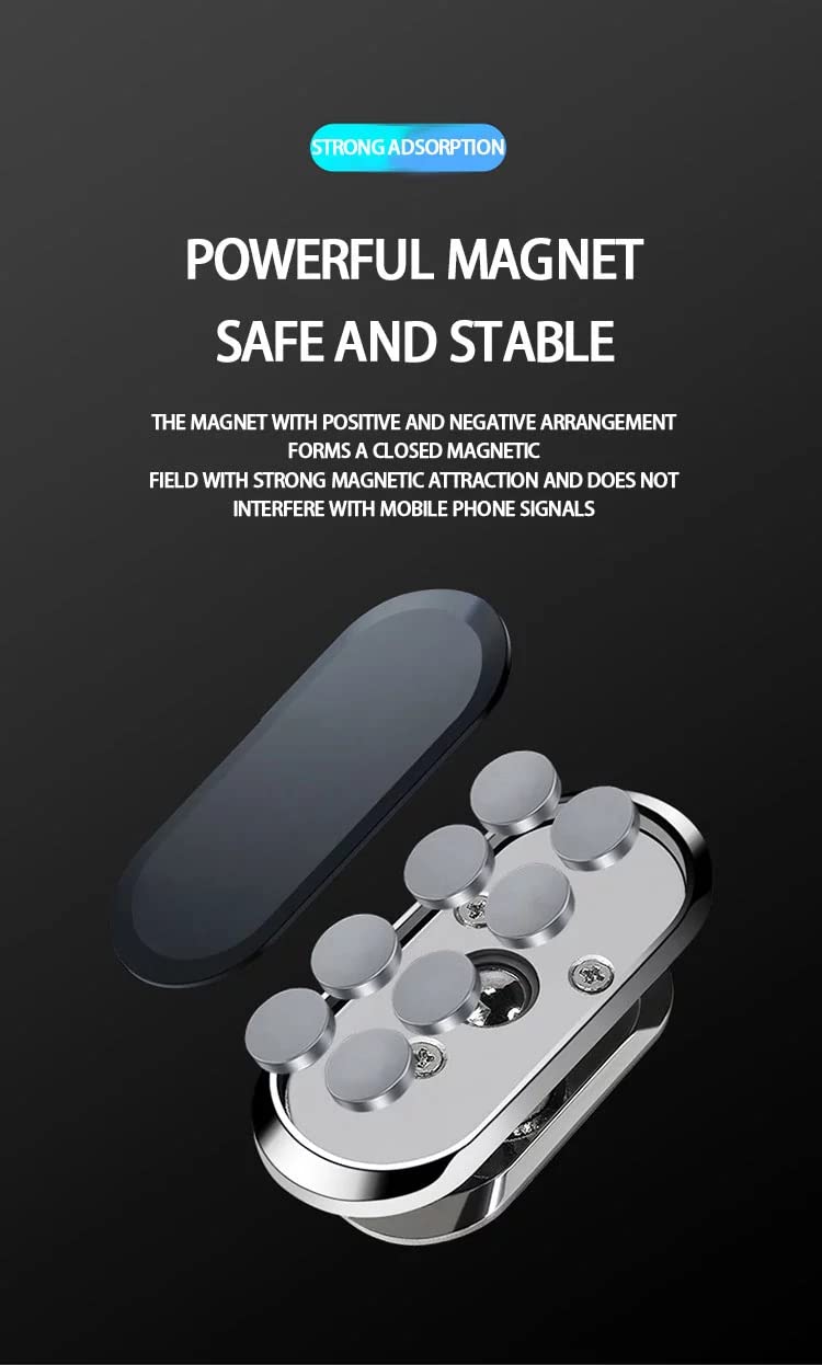  [AUSTRALIA] - [8 Strong Magnets] Multifunctional Mini 360 Degree Rotating Magnetic Phone Mount for Car, Office, Bed, Cabinet, Kitchen