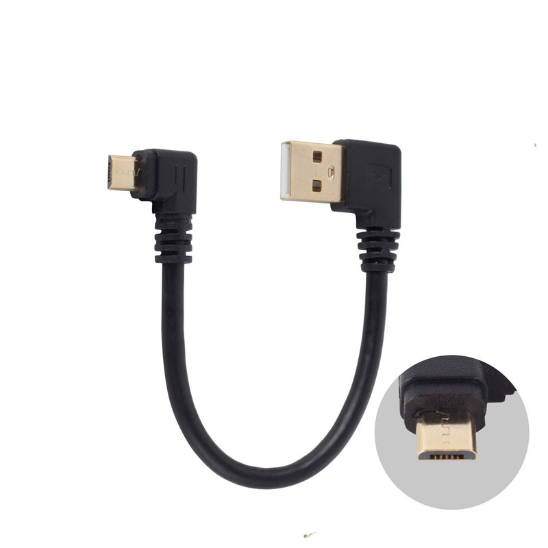 Gold Plated 15CM 90 Degree USB 2.0 to Micro USB B Male Cable Gold Plated Right Angle Data Sync and Charge Extender Lead (3 Pcs Micro 5p) - LeoForward Australia