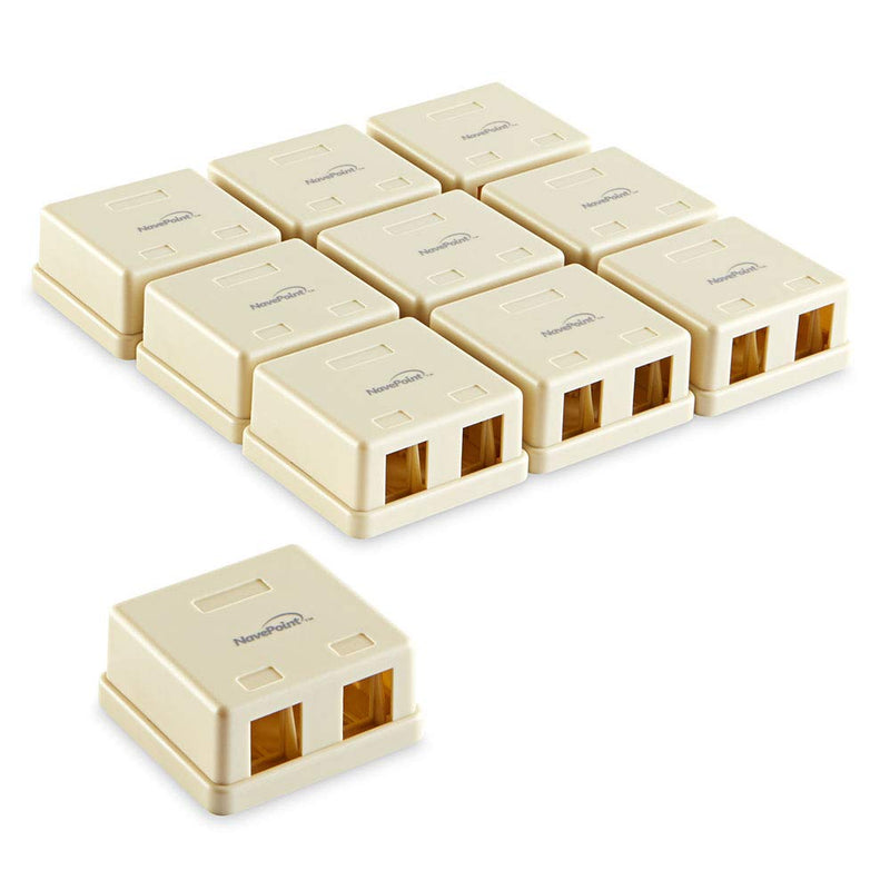  [AUSTRALIA] - NavePoint Keystone Jack Surface-Mount Box 2-Port Ivory, 10-Pack