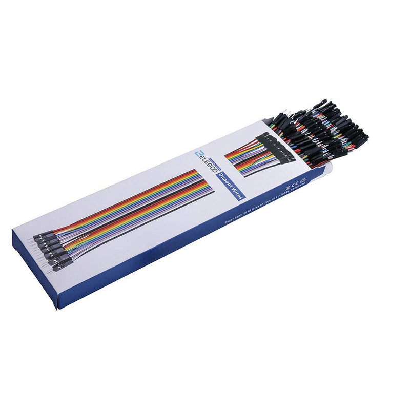  [AUSTRALIA] - ELEGOO 120pcs Multicolored Dupont Wire 40pin Male to Female, 40pin Male to Male, 40pin Female to Female Breadboard Jumper Wires Ribbon Cables Kit Compatible with Arduino Projects Dupont Wire 120pcs(male to female,male to male, female to female)