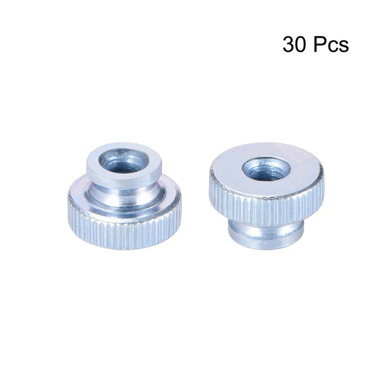  [AUSTRALIA] - uxcell Knurled Thumb Nuts, 30Pcs M4x0.7mm Iron Round Knobs Fasteners for 3D Printer Parts, Silver Tone M4