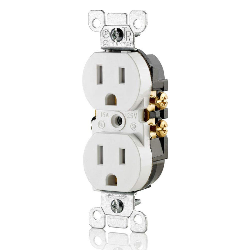  [AUSTRALIA] - Leviton T5320-W Straight Blade Tamper Resistant Duplex Receptacle, 125 V, 15 A, 2 Pole, 3 Wire, 1 Pack, White