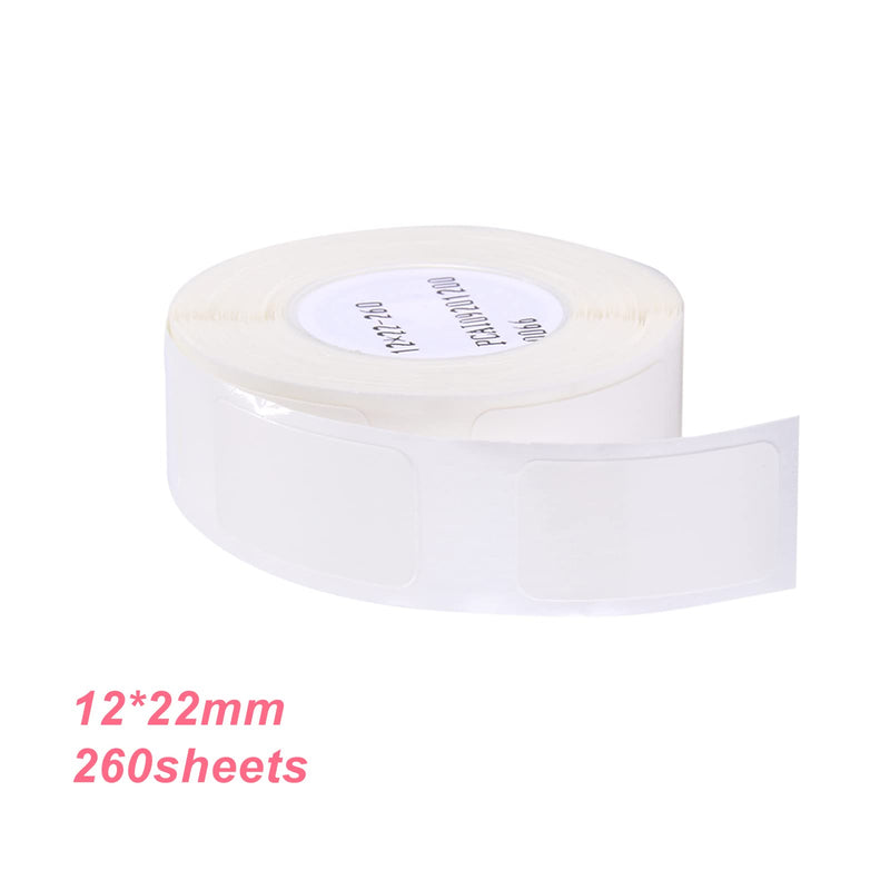  [AUSTRALIA] - BISOFICE Label Maker Printer Tape, Thermal Label Sticker Adapted Cable Label Print Paper, Waterproof Anti-Oil Label Paper for Electronics, Office Labeling Tape 0.5 x 0.9 Inch 260 Labels/Roll 12x22mm (260 sheets) White