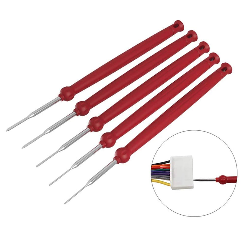 SEADEAR 5pcs Terminal Removal Pick Tools pin Removal Tool Car Cable Wire Terminal Socket Plug Removal Maintain Dismount Tool Kit Auto Terminals Remover Tackle Set Red - LeoForward Australia
