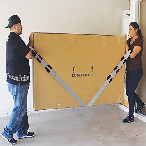  [AUSTRALIA] - Forearm Forklift Extended Length 4-Loop, Lifting and Moving Straps for Furniture, Appliances, Mattresses or Heavy Objects up to 800 Pounds 2-Person, Silver/Black, Model FFL4LOEE silver\black