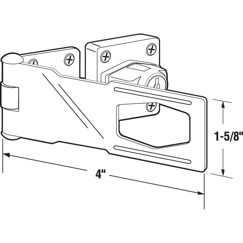  [AUSTRALIA] - Prime-Line U 9951 Keyed Hasp Lock – Twist Knob Keyed Locking Hasp for Small Doors, Cabinets and More, 4” x 1-5/8”, Steel, Chrome Plated