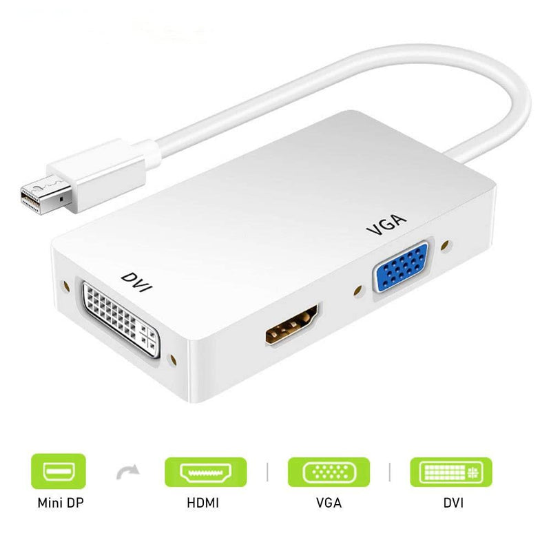  [AUSTRALIA] - 3 in 1 Mini Display Port Converter Mini Displayport to HDMI DVI VGA Adapter for Mac MacBook Air Thunderbolt DP to HDMI Compatible with DP V1.1 Version