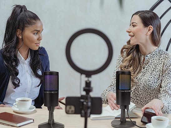  [AUSTRALIA] - Gemini Sound GSM-100 PC Computer USB Condenser Microphone with RGB LED Lights, Headphone Jack, Volume and Background Noise Reduction Controls for Live Streaming, Podcasting, Chat, Gaming, Twitch, Zoom
