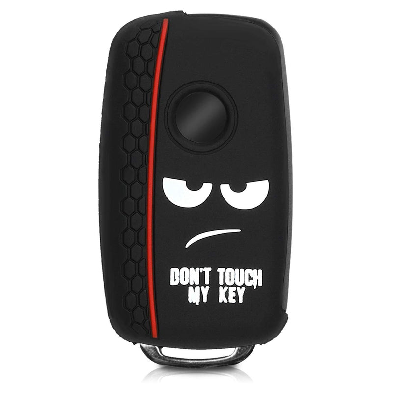  [AUSTRALIA] - kwmobile Car Key Cover for VW Skoda Seat - Silicone Protective Key Fob Cover for VW Skoda SEAT 3 Button Car Key - Don't Touch My Key White/Black/Red